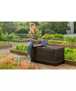 BAULE DA ESTERNO KETER "KENTWOOD" IN RESINA MARRONE EFFETTO LEGNO 350 LT 128X54X59 CM